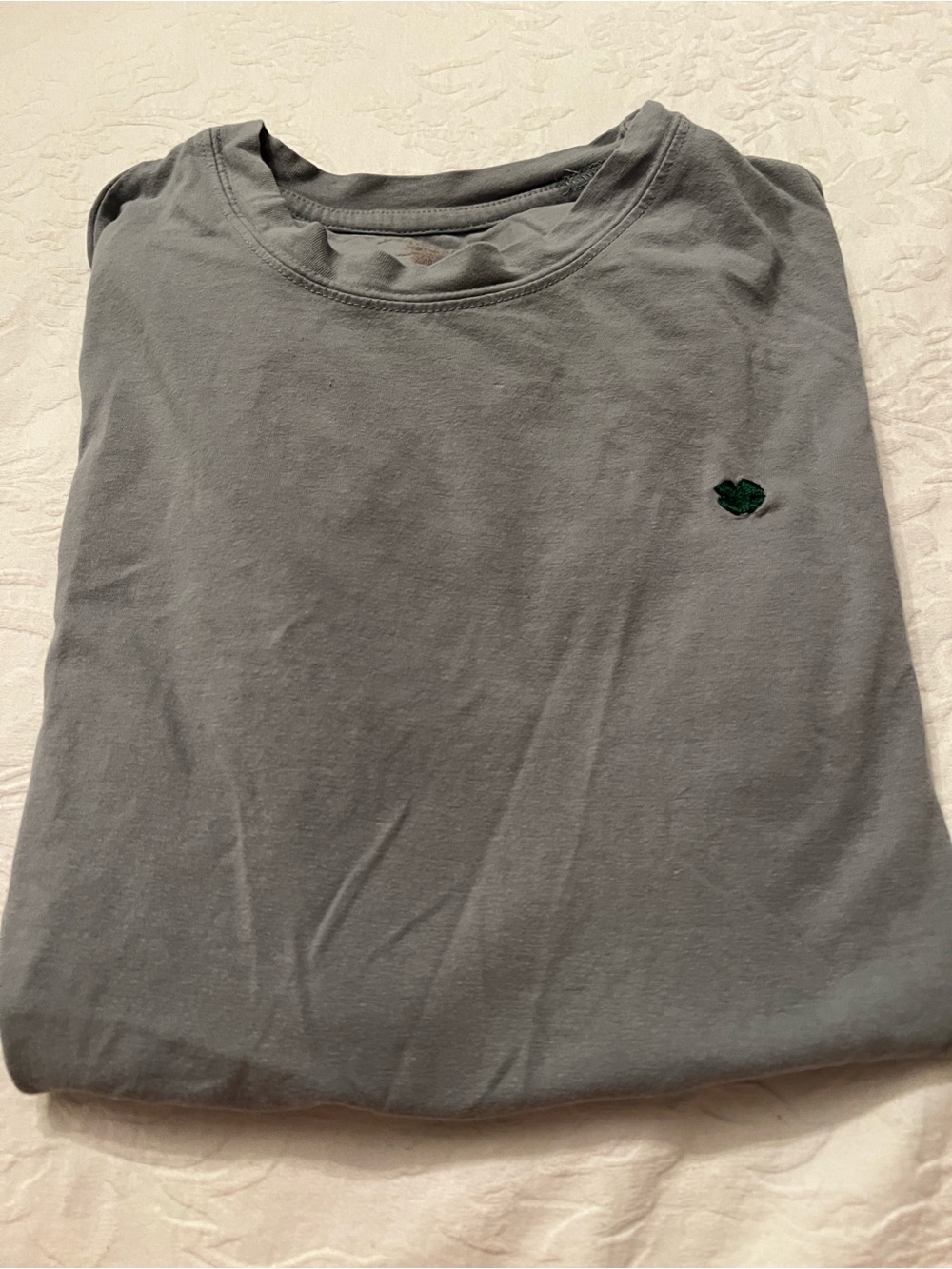 Lucky Brand Men's Green Crewneck T-Shirt with Green Heart Emblem